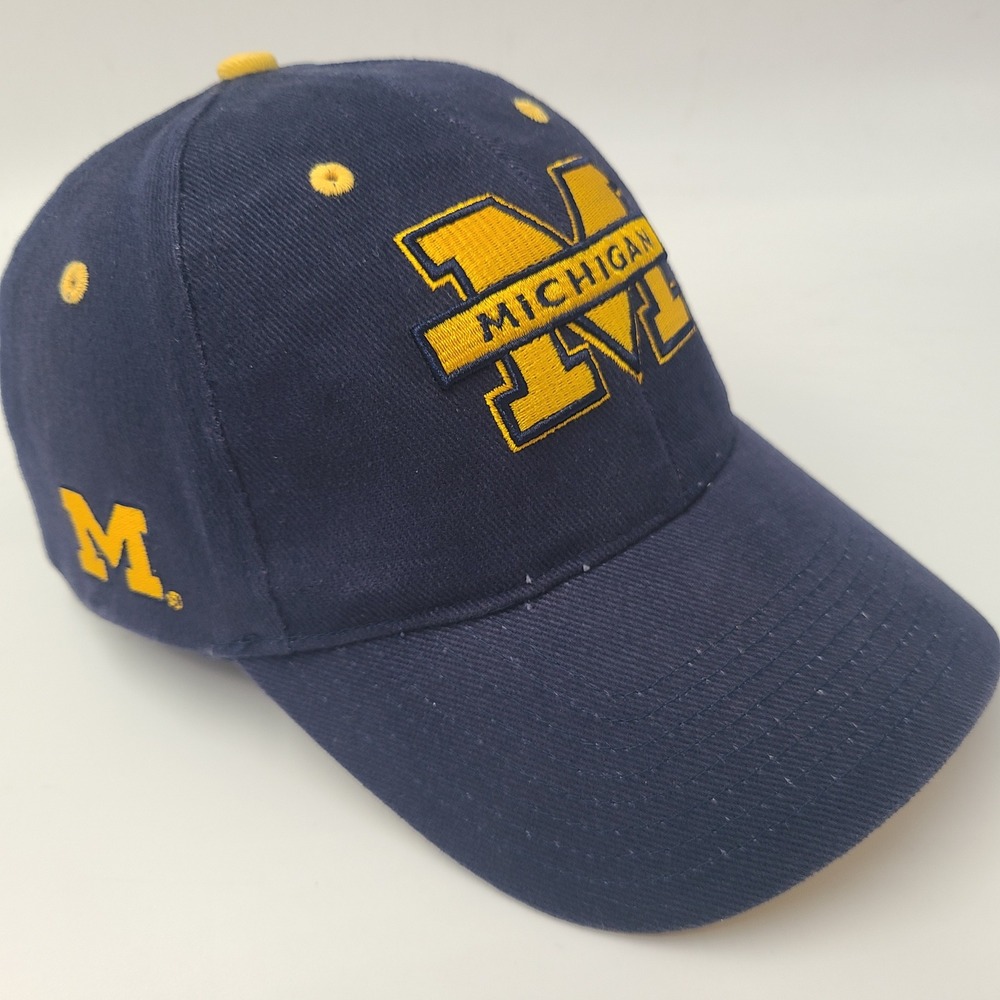 Michigan Wolverines Hat Adjustable (Fits Small) Steve & Barrys Blue Yellow‎ NCAA